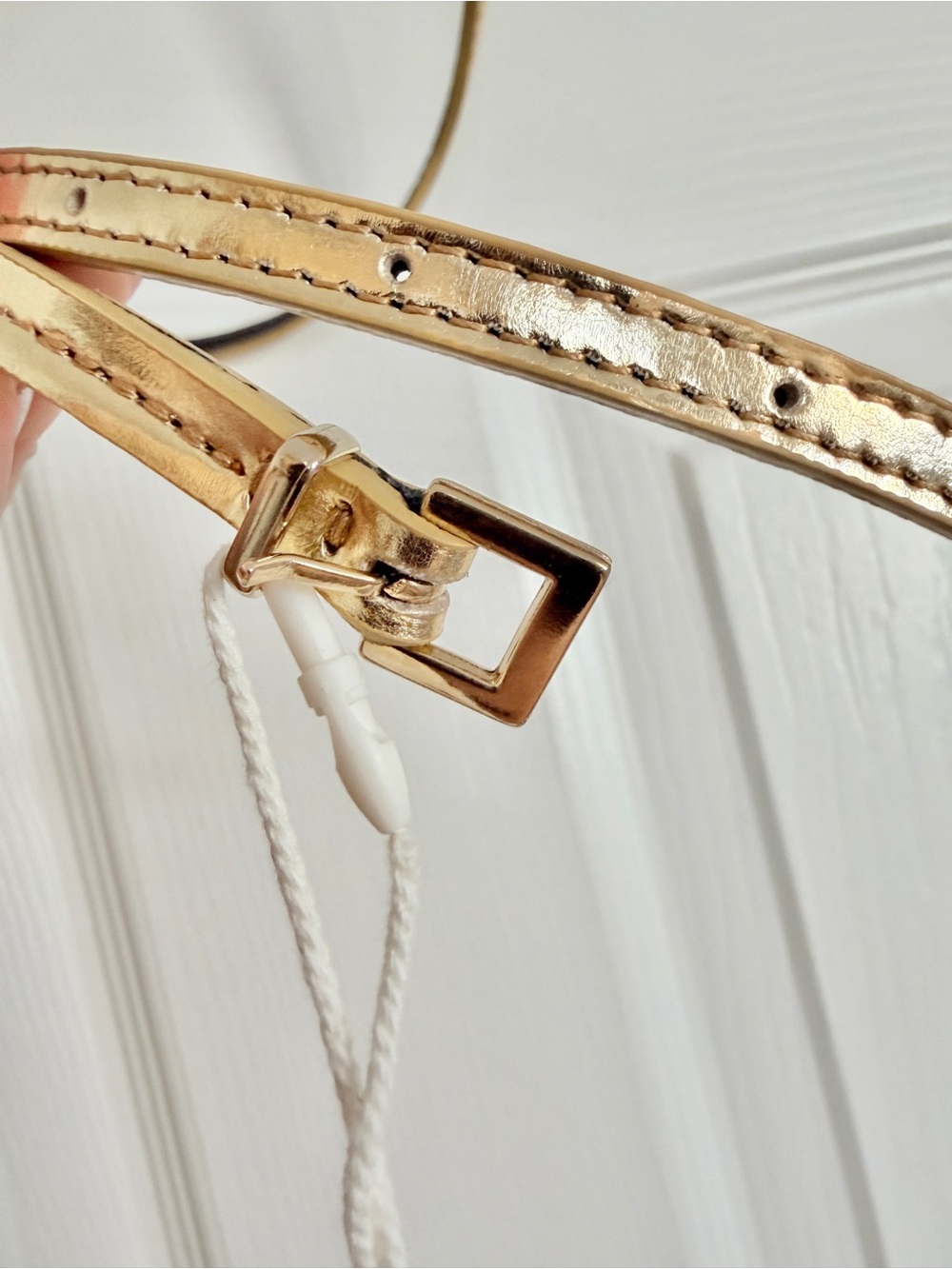 🌟 SÉZANE Anemone Double Wrap Thin Waist Belt Metallic Gold Mirror 90 - Picture 5 of 7